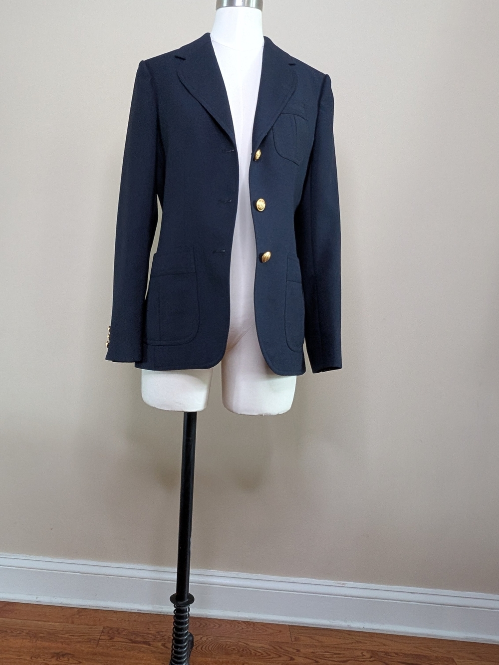 Classic Stanley Blacker Wool Blazer Gold Eagle Buttons Old Money Preppy Sz 8 VTG